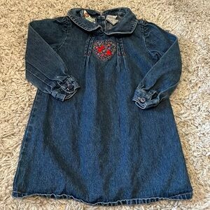 Vintage No Kidding Floral Heart Denim Dress, Size 4